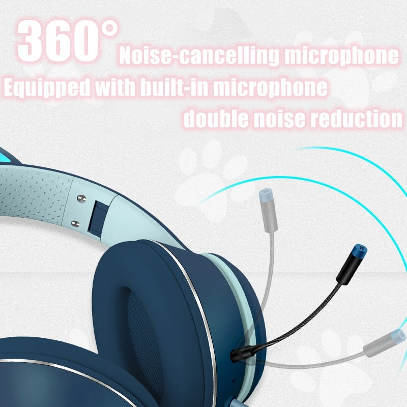 Cat-ear Wired Gaming Headphones With Microphone