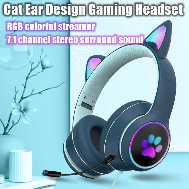 Cat-ear Wired Gaming Headphones With Microphone