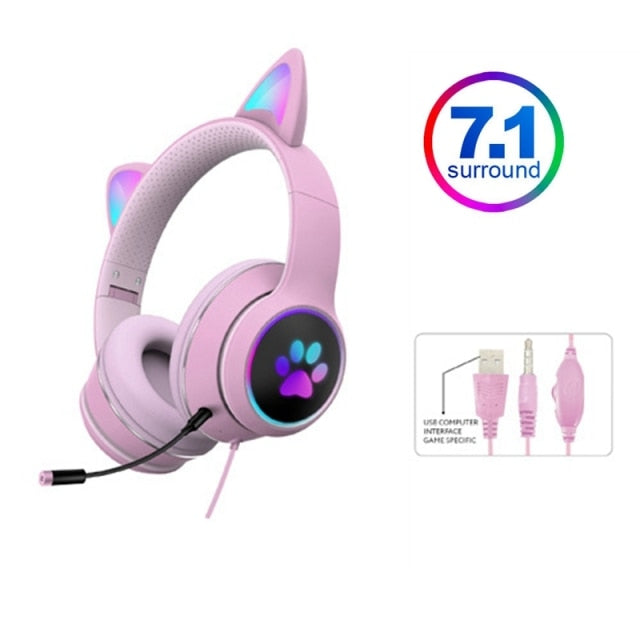 Cat-ear Wired Gaming Headphones With Microphone