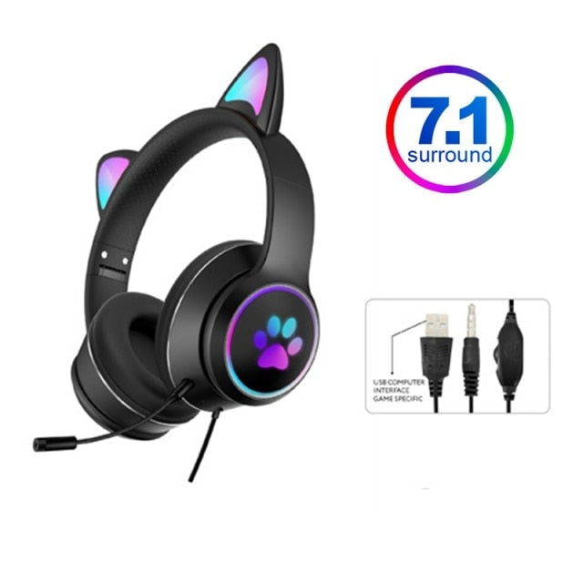 Cat-ear Wired Gaming Headphones With Microphone