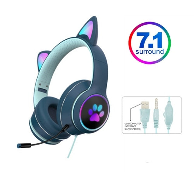 Cat-ear Wired Gaming Headphones With Microphone