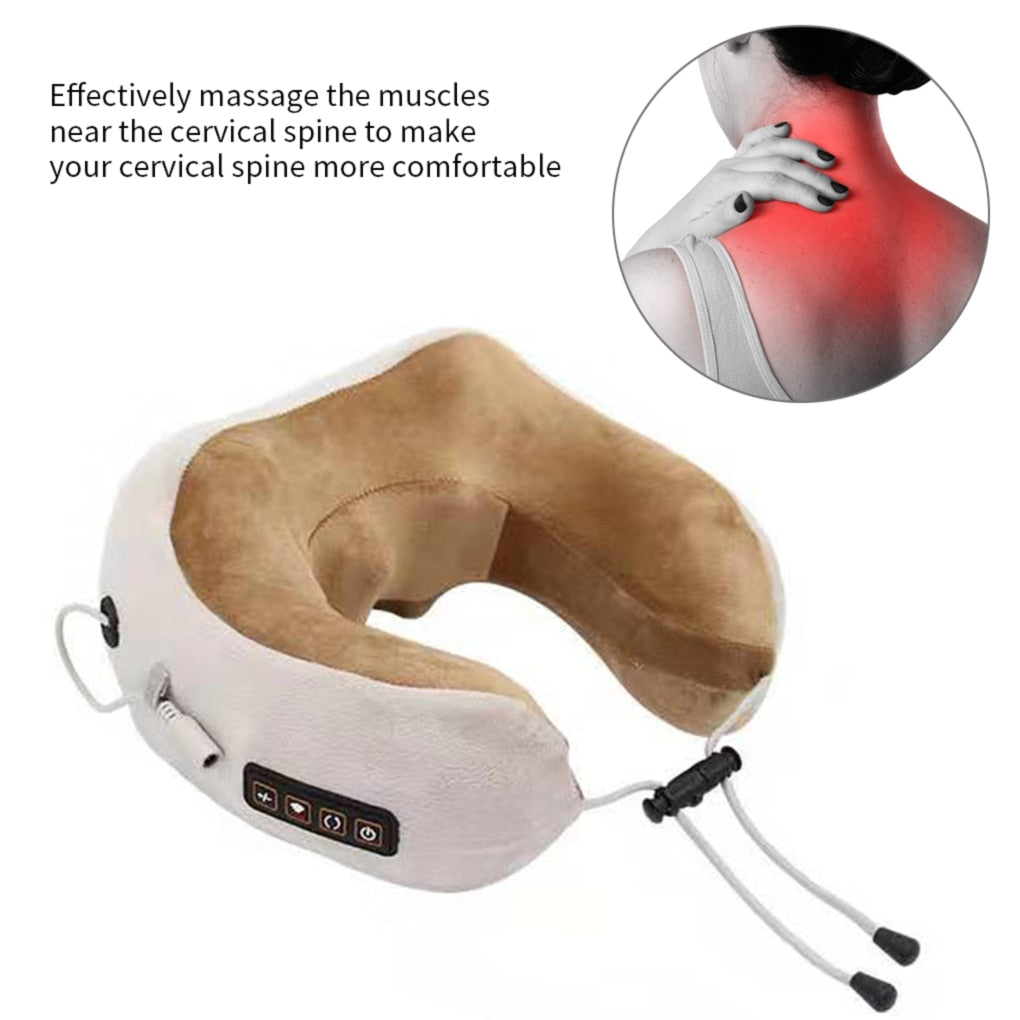 Electric Neck Massager U Shaped Pillow Multifunctional Portable Shoulder Cervical Massager Travel Home Car Relax Massage Pillow